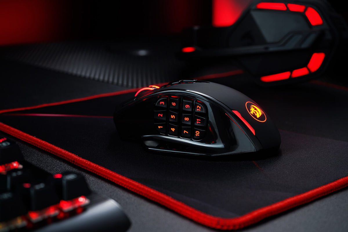  Redragon M908 Impact RGB LED MMO Gaming Mouse with 12 Side  Buttons, Optical Wired Ergonomic Gamer Mouse with Max 12,400DPI, High  Precision, 20 Programmable Macro Shortcuts, Comfort Grip : Video Games