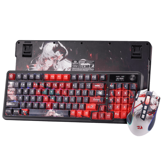 REDRAGON CB202AK Keyboard & Mouse, RGB, 2.4Ghz/BT/Wired, Dragon Chant Switches, Black