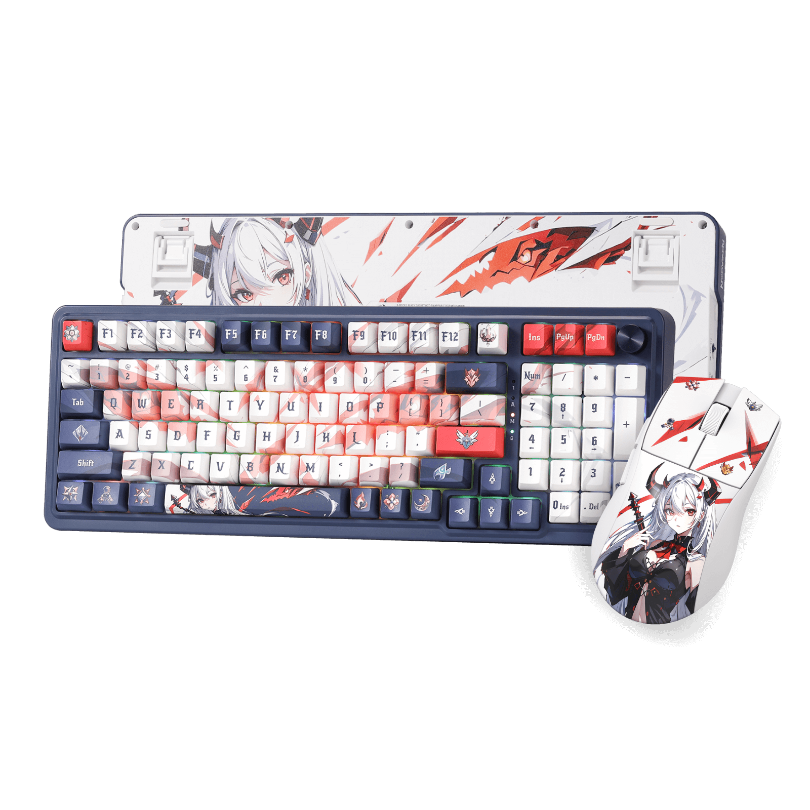 Redragon K686 Pro SE Keyboard in a Gaming Setup with Customizable RGB Lighting and Anime-Themed Design