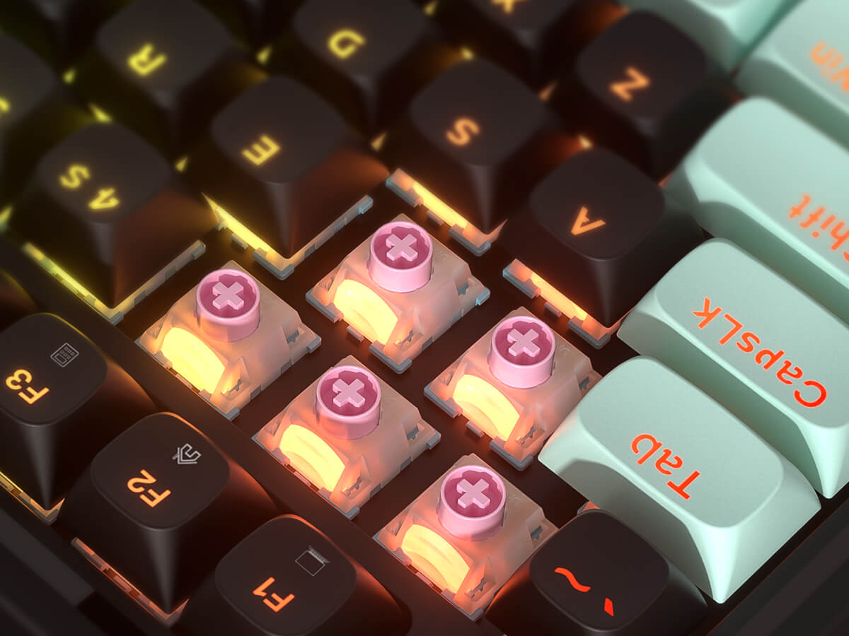 Close-up of Redragon K686 HE mechanical keyboard with colorful keycaps