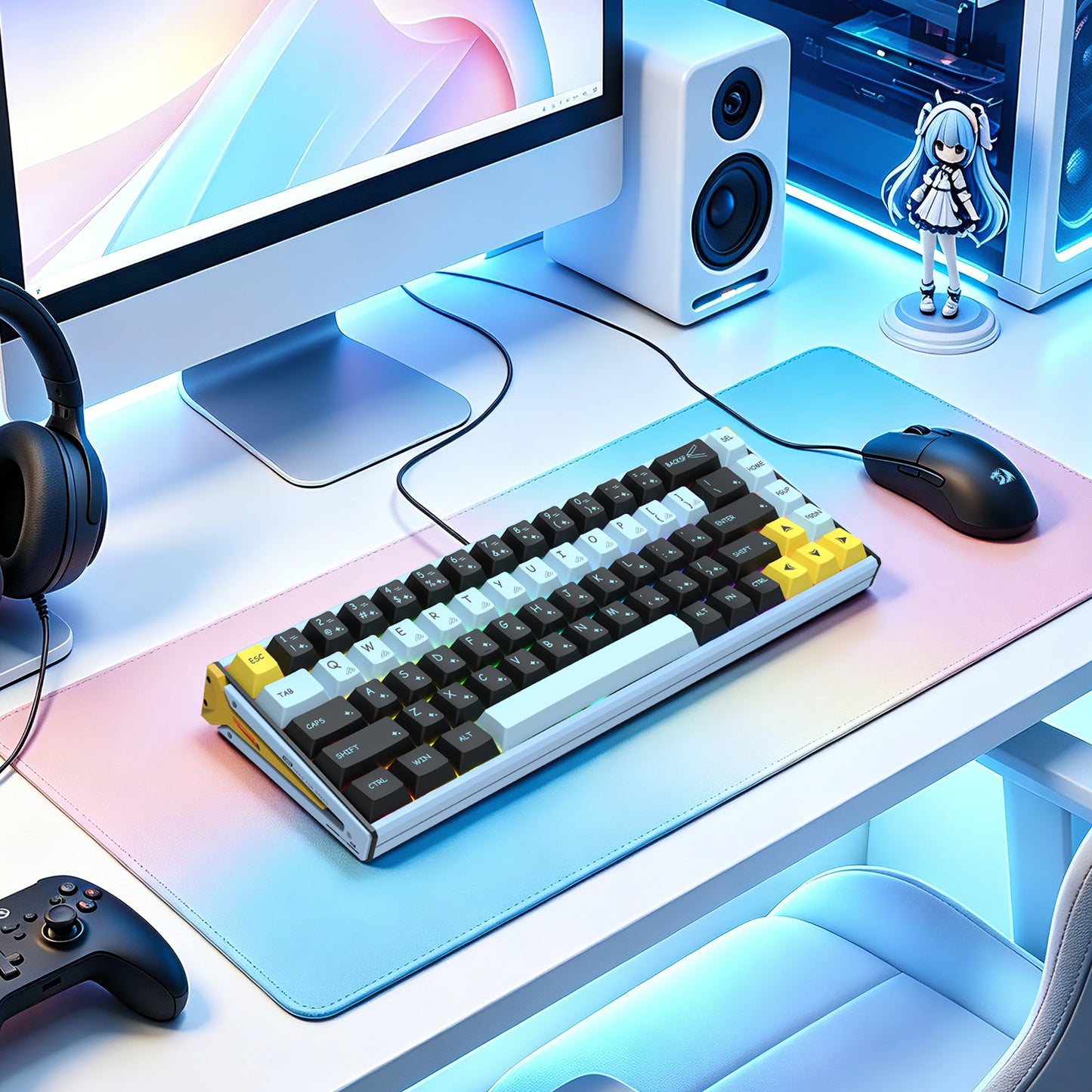 Redragon K769 Wired RGB Aluminum Hall-Effect Rapid Trigger Gaming Keyboard, 4-Layer Noise Dampening, Aluminum Board, Mixed PBT Keycaps, Rapid Trigger, UltraMag Magnetic Switch