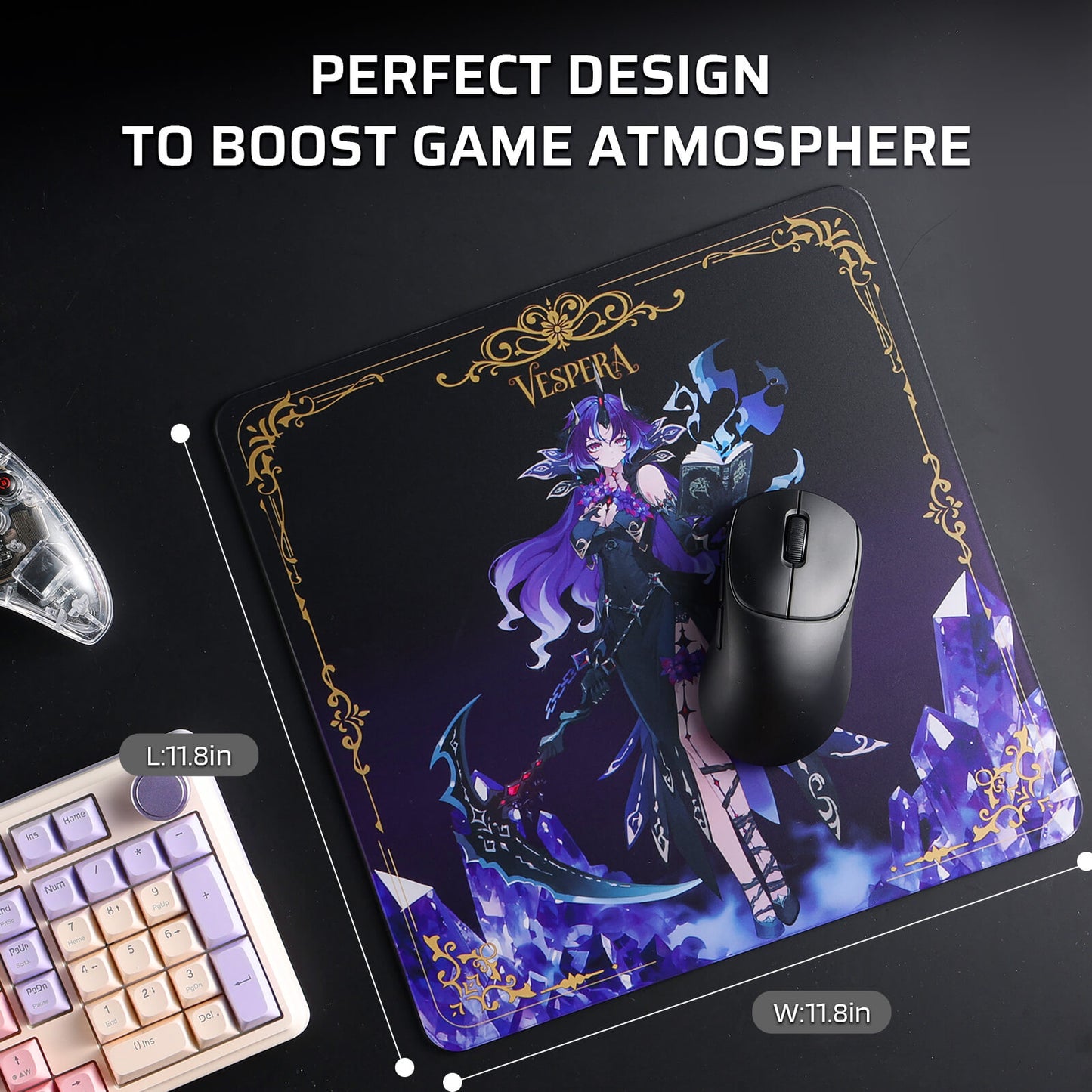 LTC Glass Mouse Pad - Ultra-Smooth Precision Surface with Non-Slip Base, Easy to Clean, Hard Mousepad for Gaming - 11.8 x 11.8 x 0.15 inches