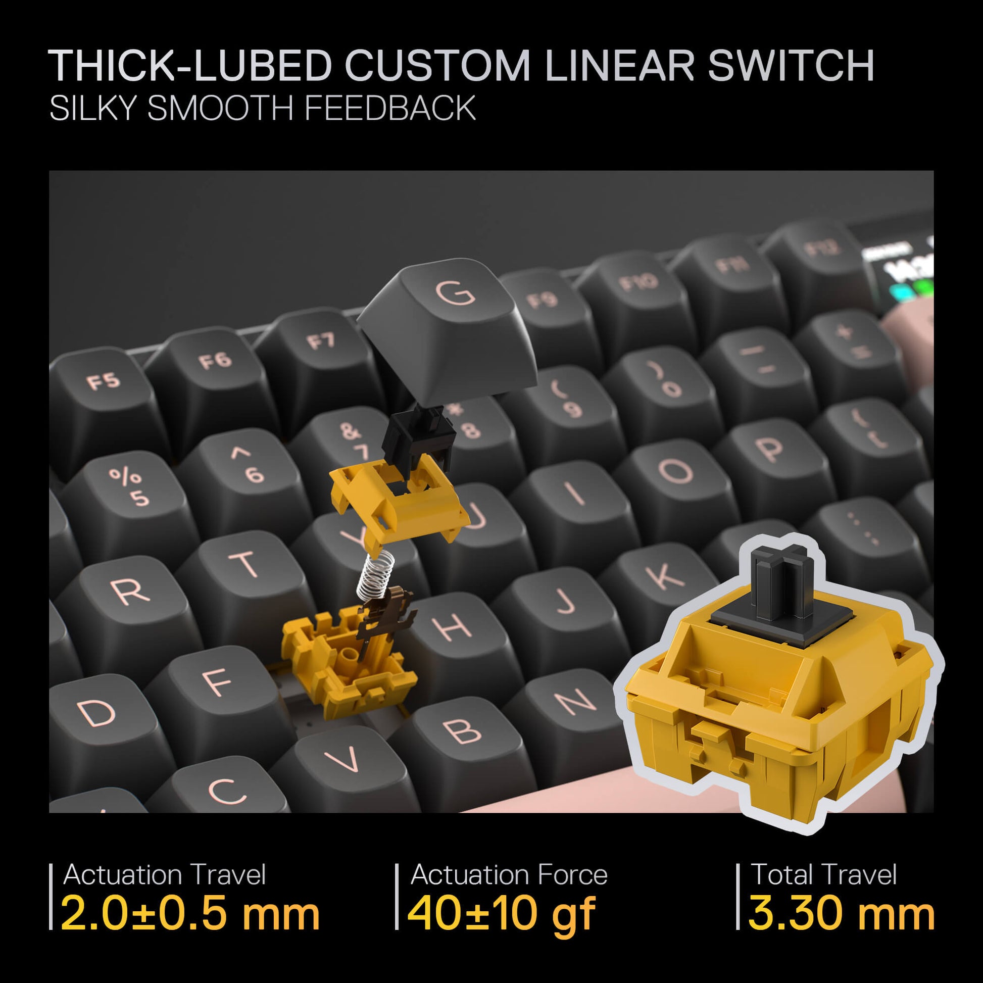 Redragon K720 Wireless CNC Gasket Gaming Keyboard w/Hype Screen & Knob, 81 Keys Mechanical Keyboard, Smart 1.14’’ TFT Info Display, 5-Layer Noise Dampening, Custom Linear Switch, Dawn Sakura Color