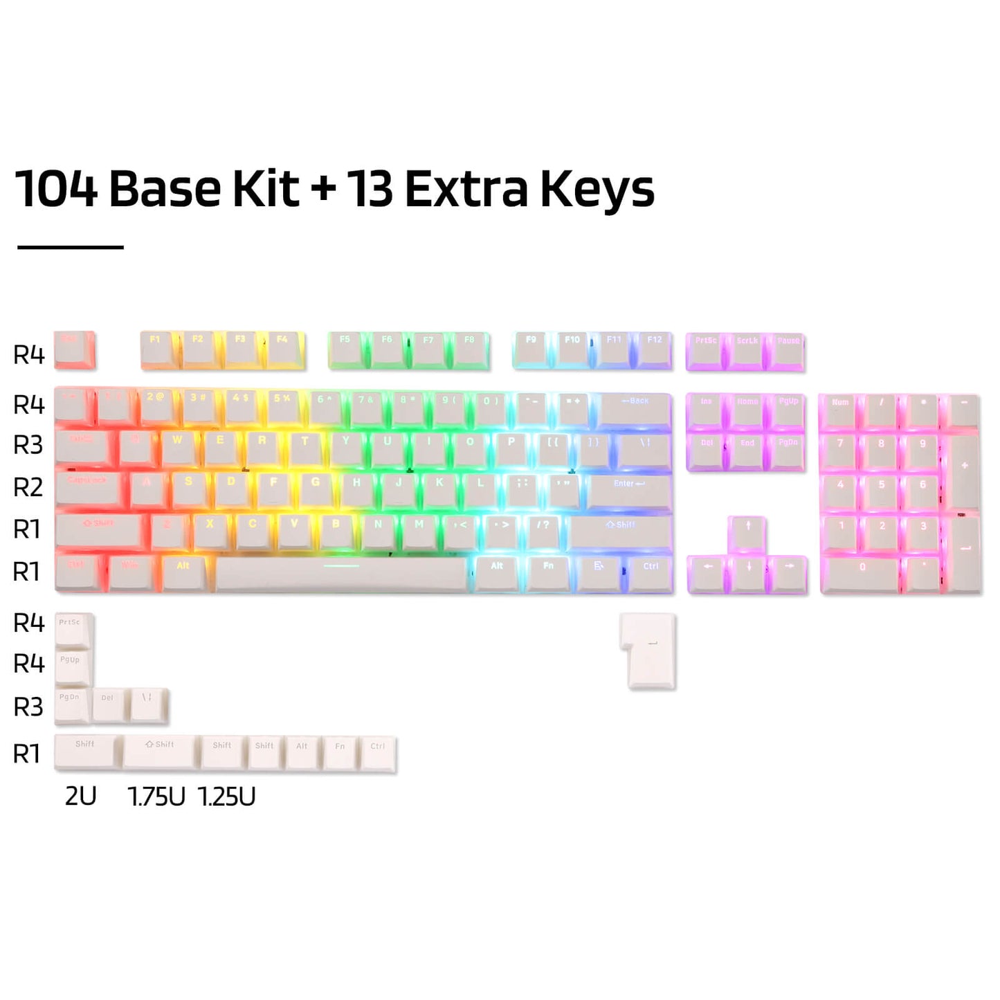 (Nur Tastenkappen) Redragon X LTC 117-Tasten OEM-Profil PBT Double Shot Tastenkappen-Set