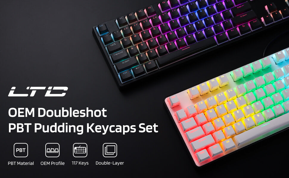(Nur Tastenkappen) Redragon X LTC 117-Tasten OEM-Profil PBT Double Shot Tastenkappen-Set