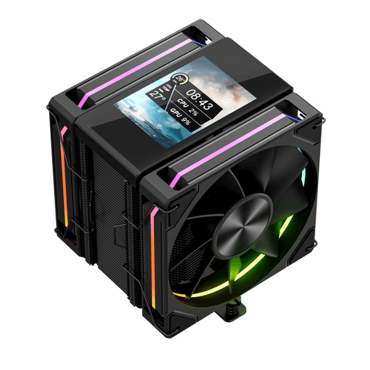 Redragon CC2313 CPU Cooler, Single-Tower Dual 120mm ARGB PWM Fan, TDP 250W, LCD Screen Top Cover, 6×Ф6mm Heatpipes, CPU Air Cooler Compatible with Intel LGA1851/1700/1200/115X; AMD AM5/AM4/AM3