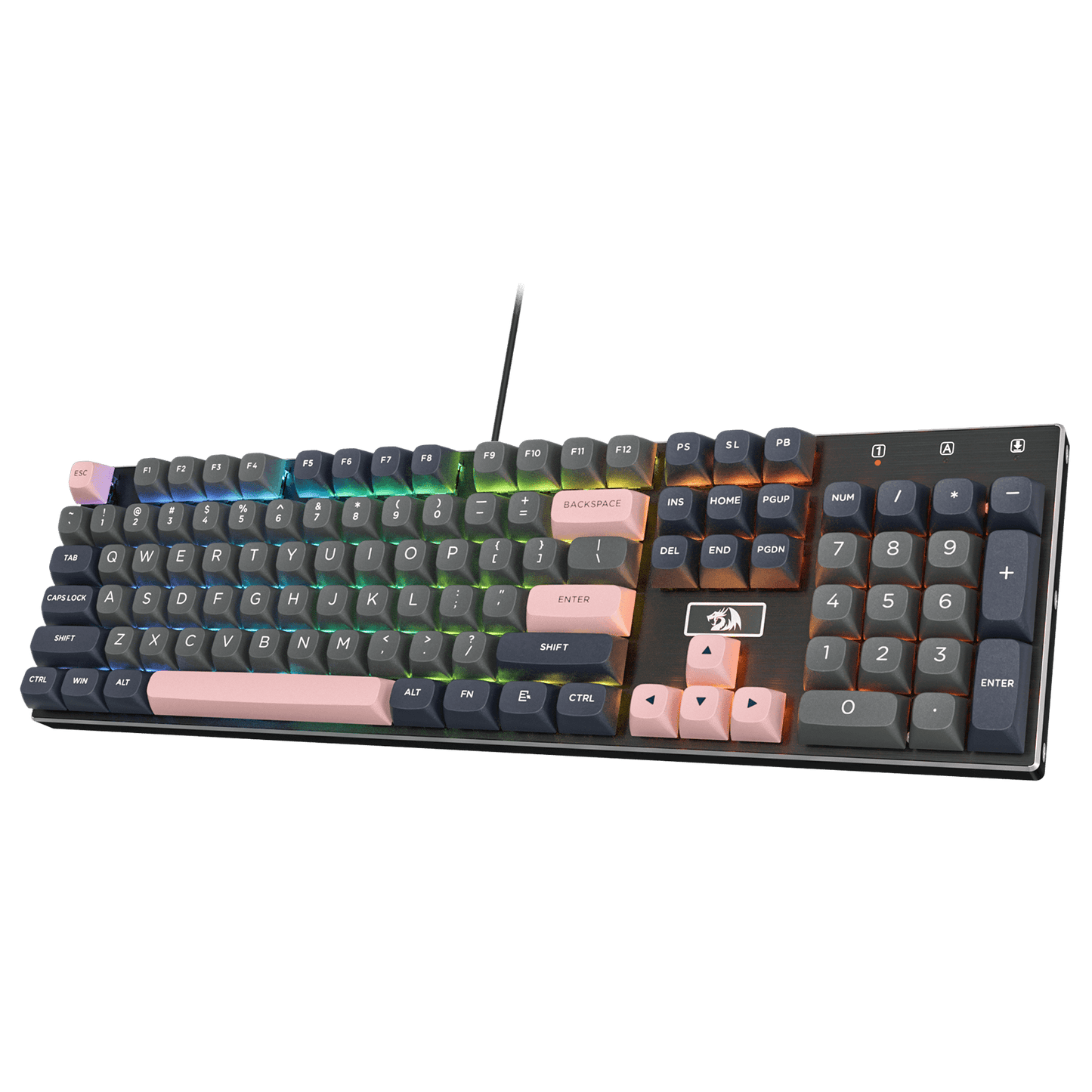 Redragon K556 SE Wired Gaming Keyboard, 104 Keys Hot-Swap Mechanical Keyboard w/Original Aluminum Base, Upgraded Socket, Noise Dampening Kit, PBT Keycaps & Custom Linear Switch, Dawn Sakura Color