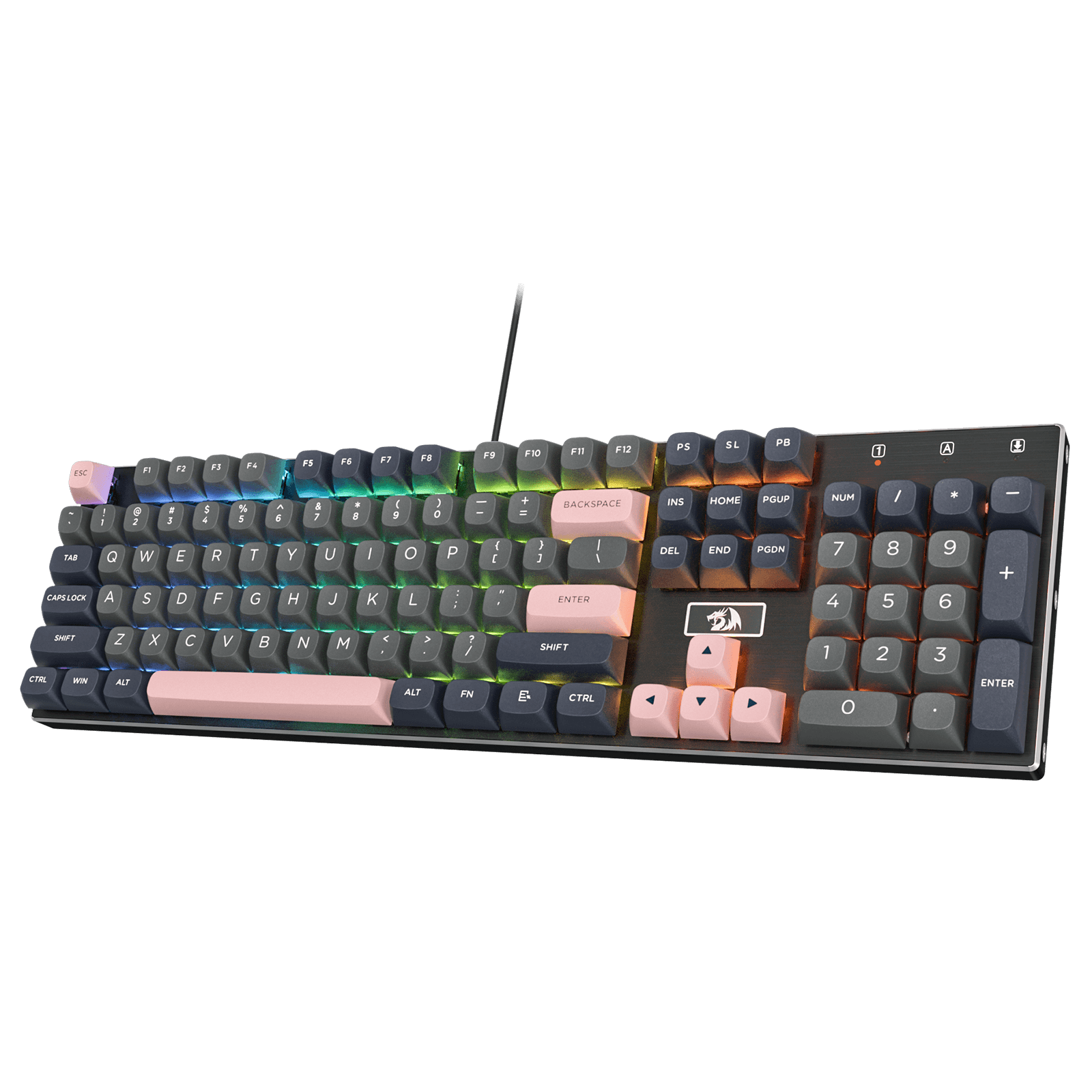 Redragon K556 SE Wired Gaming Keyboard, 104 Keys Hot-Swap Mechanical Keyboard w/Original Aluminum Base, Upgraded Socket, Noise Dampening Kit, PBT Keycaps & Custom Linear Switch, Dawn Sakura Color