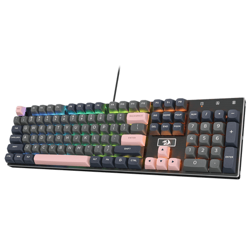 Redragon K556 SE Wired Gaming Keyboard, 104 Keys Hot-Swap Mechanical Keyboard w/Original Aluminum Base, Upgraded Socket, Noise Dampening Kit, PBT Keycaps & Custom Linear Switch, Dawn Sakura Color