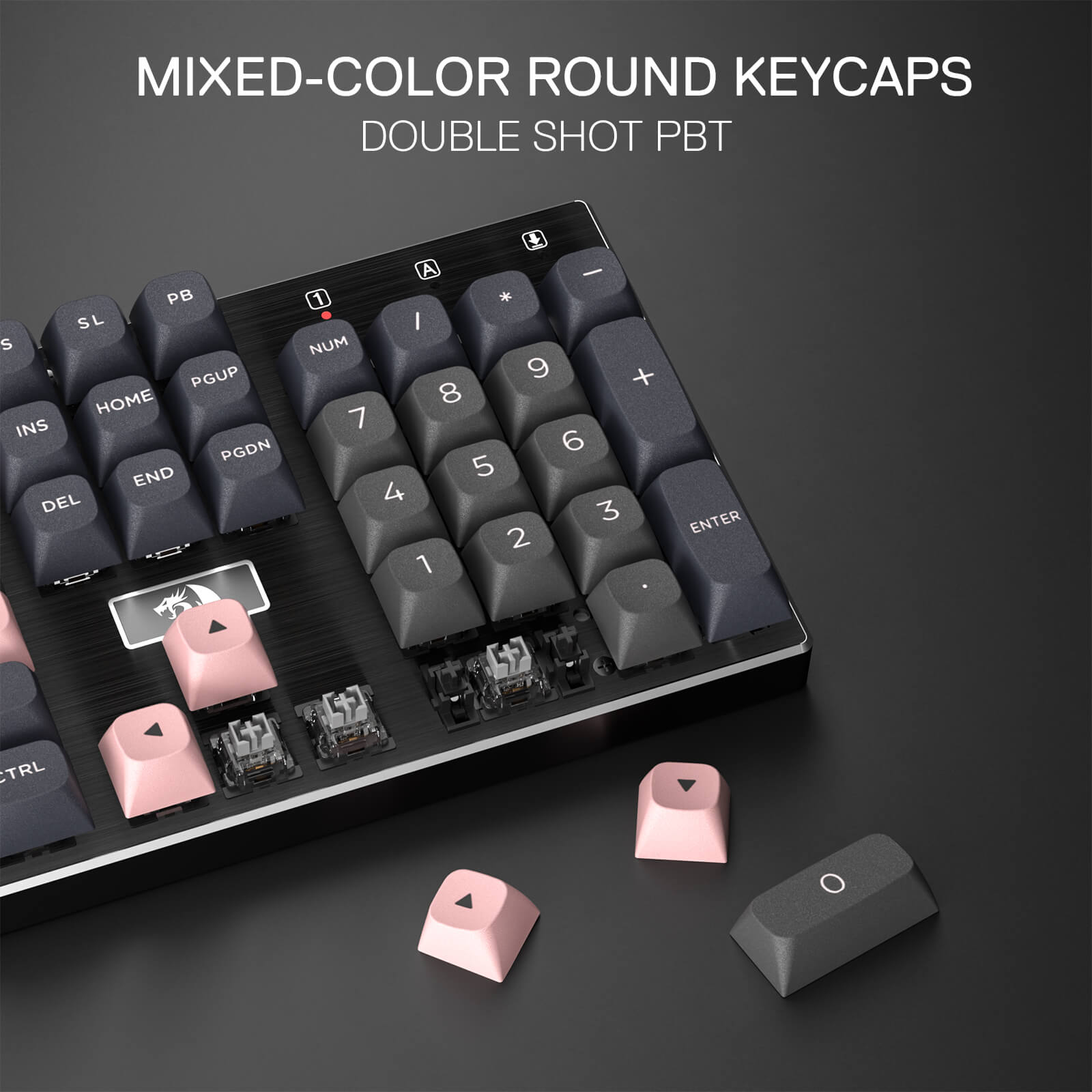 Redragon K556 SE Wired Gaming Keyboard, 104 Keys Hot-Swap Mechanical Keyboard w/Original Aluminum Base, Upgraded Socket, Noise Dampening Kit, PBT Keycaps & Custom Linear Switch, Dawn Sakura Color