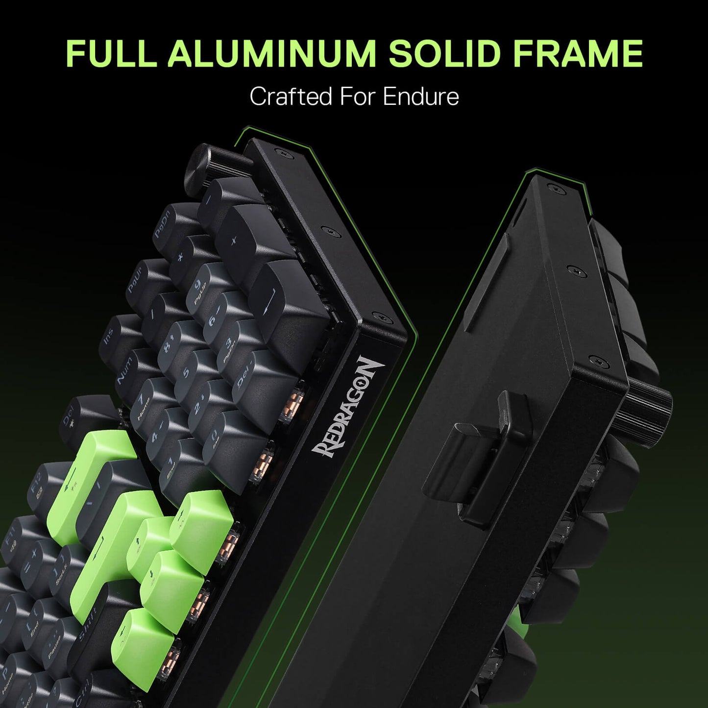 Black and green resistance band set with 'Redragon' branding on a black background