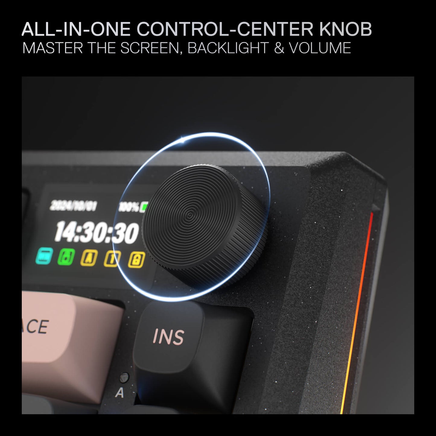 Redragon K720 Wireless CNC Gasket Gaming Keyboard w/Hype Screen & Knob, 81 Keys Mechanical Keyboard, Smart 1.14’’ TFT Info Display, 5-Layer Noise Dampening, Custom Linear Switch, Dawn Sakura Color