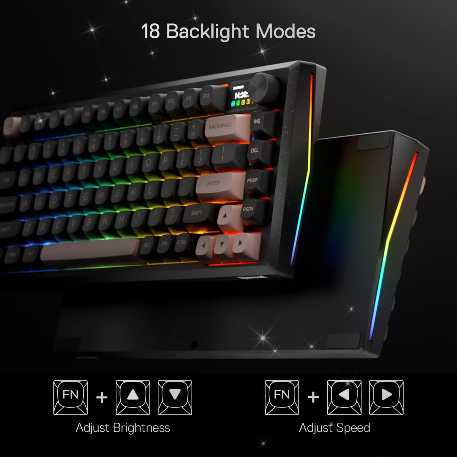 Redragon K720 Wireless CNC Gasket Gaming Keyboard w/Hype Screen & Knob, 81 Keys Mechanical Keyboard, Smart 1.14’’ TFT Info Display, 5-Layer Noise Dampening, Custom Linear Switch, Dawn Sakura Color