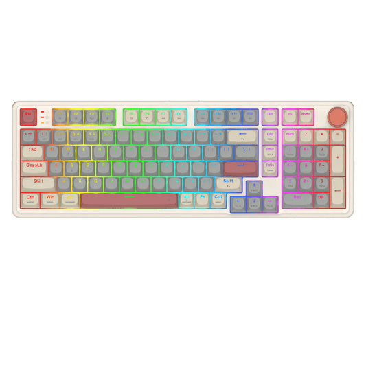 Redragon K768 PRO 100 Keys Wireless Gasket RGB Gaming Keyboard, Massive 8000 mAh PBT Mechanical Keyboard w/Hot-Swap Socket, Dedicated Knob Control & 5-Layer Noise Dampening, Custom Yolk Linear Switch | show