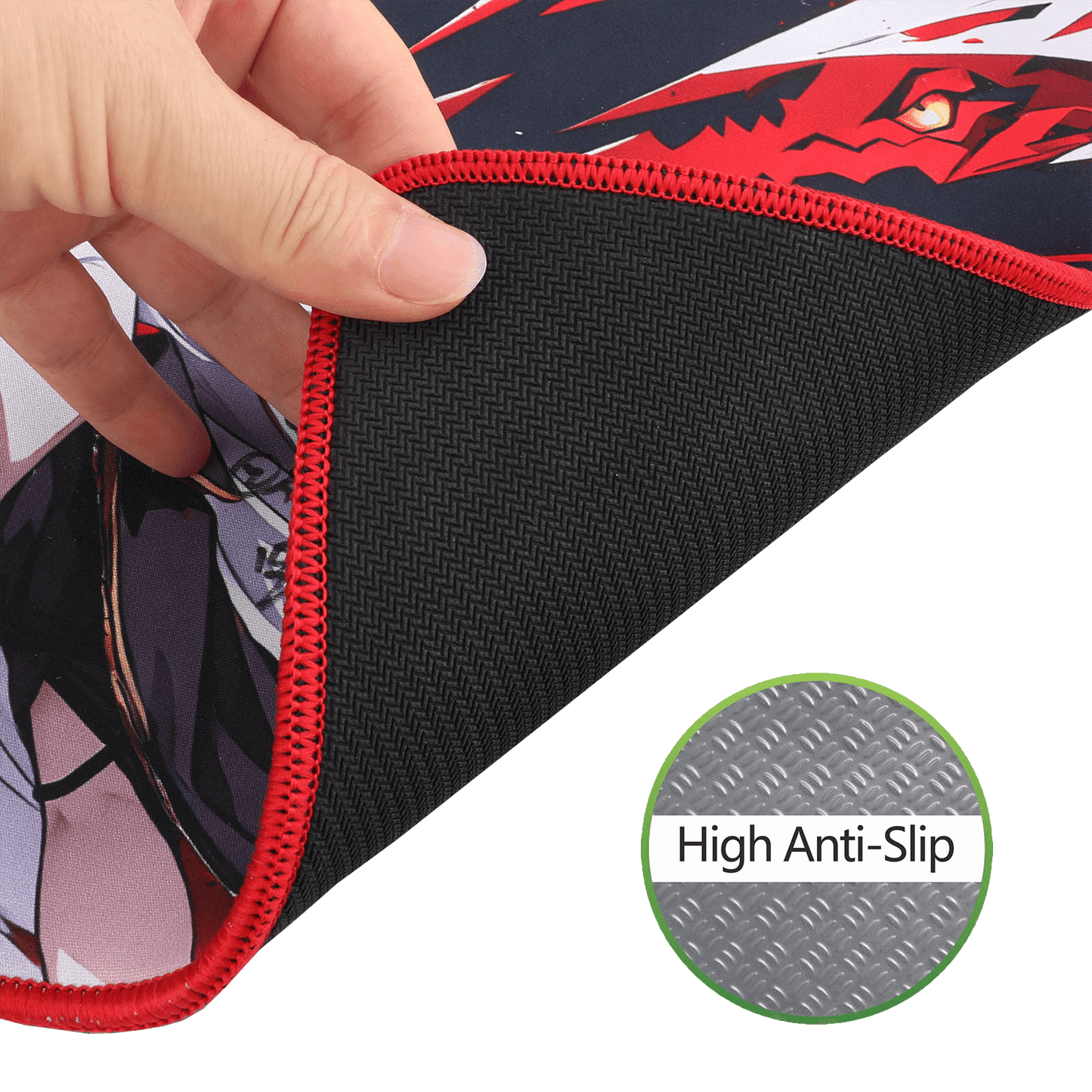 Redragon EISA P047 Anime Black Gaming Mouse Pad - Smooth Lycra Surface, Anti-Slip Rubber Base, Spill-Resistant, Durable 3mm Thick Design, Available in Small (13x10 in) & Large (35x16 in), Computer Mouse Mat, Extended Desk Pad, Perfect for Gaming & Work, Pairs with EISA K1NG M916 PRO Mouse
