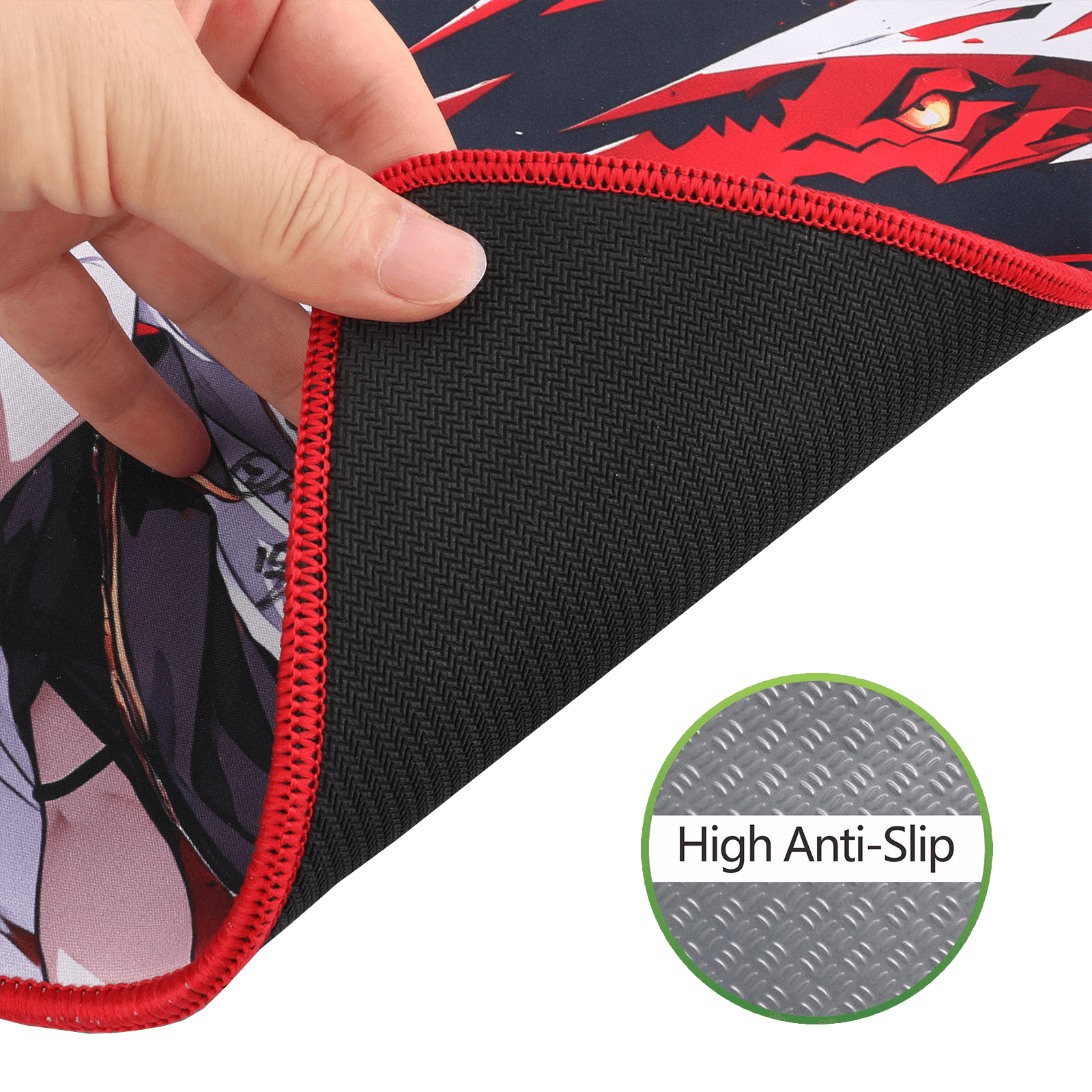 Redragon EISA P047 Anime Black Gaming Mouse Pad - Smooth Lycra Surface, Anti-Slip Rubber Base, Spill-Resistant, Durable 3mm Thick Design, Available in Small (13x10 in) & Large (35x16 in), Computer Mouse Mat, Extended Desk Pad,  Perfect for Gaming & Work, Pairs with EISA K1NG M916 PRO Mouse