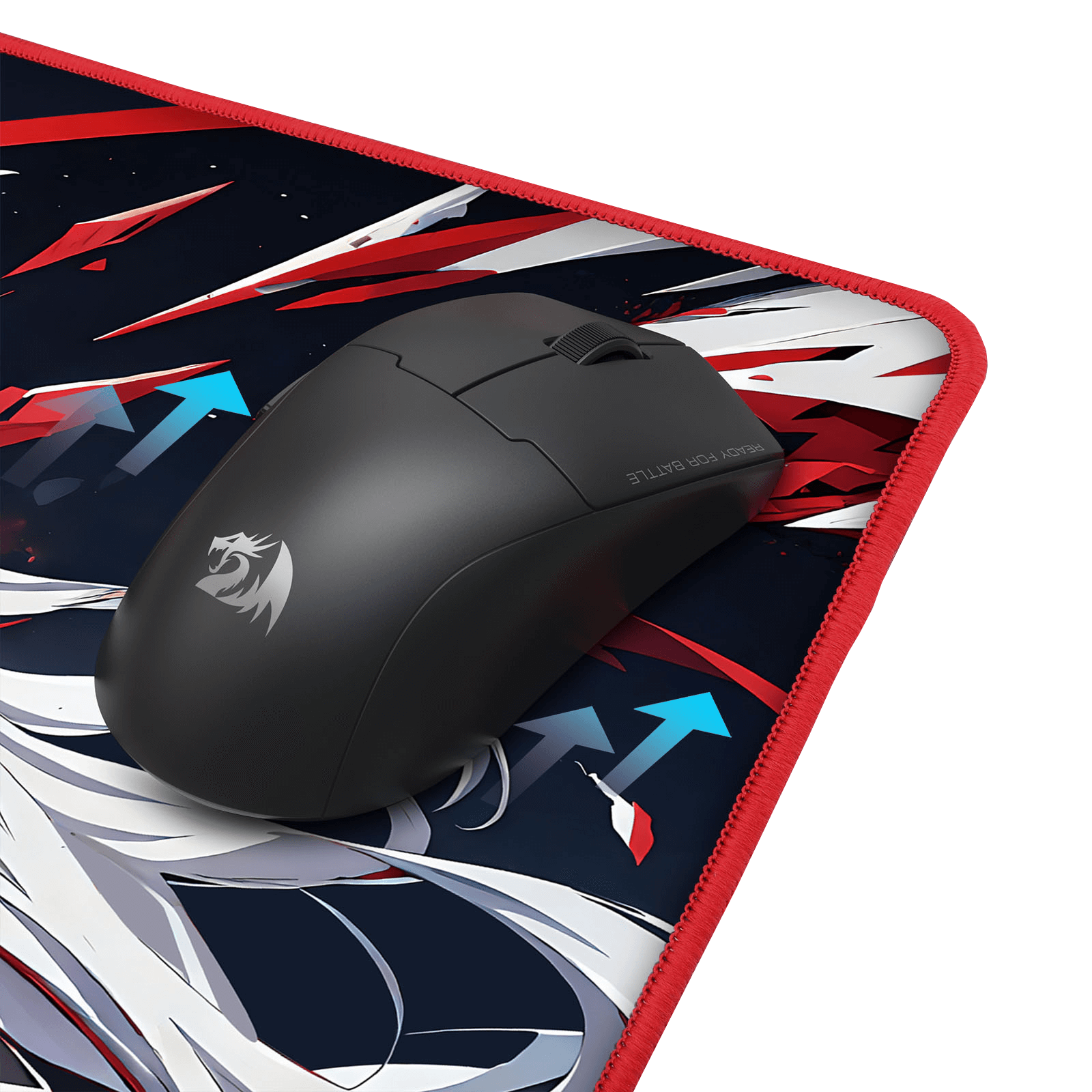 Redragon EISA P047 Anime Black Gaming Mouse Pad - Smooth Lycra Surface, Anti-Slip Rubber Base, Spill-Resistant, Durable 3mm Thick Design, Available in Small (13x10 in) & Large (35x16 in), Computer Mouse Mat, Extended Desk Pad,  Perfect for Gaming & Work, Pairs with EISA K1NG M916 PRO Mouse