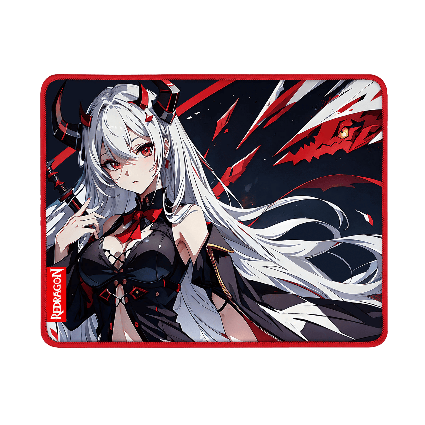 Redragon EISA P047 Anime Black Gaming Mouse Pad - Smooth Lycra Surface, Anti-Slip Rubber Base, Spill-Resistant, Durable 3mm Thick Design, Available in Small (13x10 in) & Large (35x16 in), Computer Mouse Mat, Extended Desk Pad, Perfect for Gaming & Work, Pairs with EISA K1NG M916 PRO Mouse