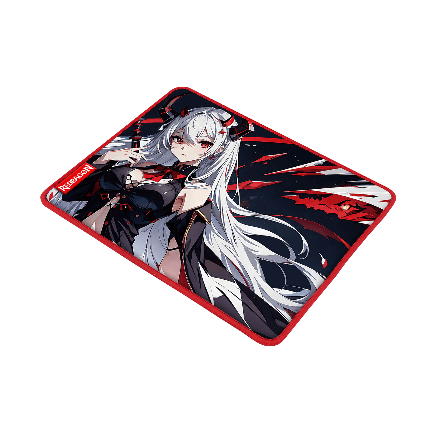 Redragon EISA P047 Anime Black Gaming Mouse Pad - Smooth Lycra Surface, Anti-Slip Rubber Base, Spill-Resistant, Durable 3mm Thick Design, Available in Small (13x10 in) & Large (35x16 in), Computer Mouse Mat, Extended Desk Pad, Perfect for Gaming & Work, Pairs with EISA K1NG M916 PRO Mouse