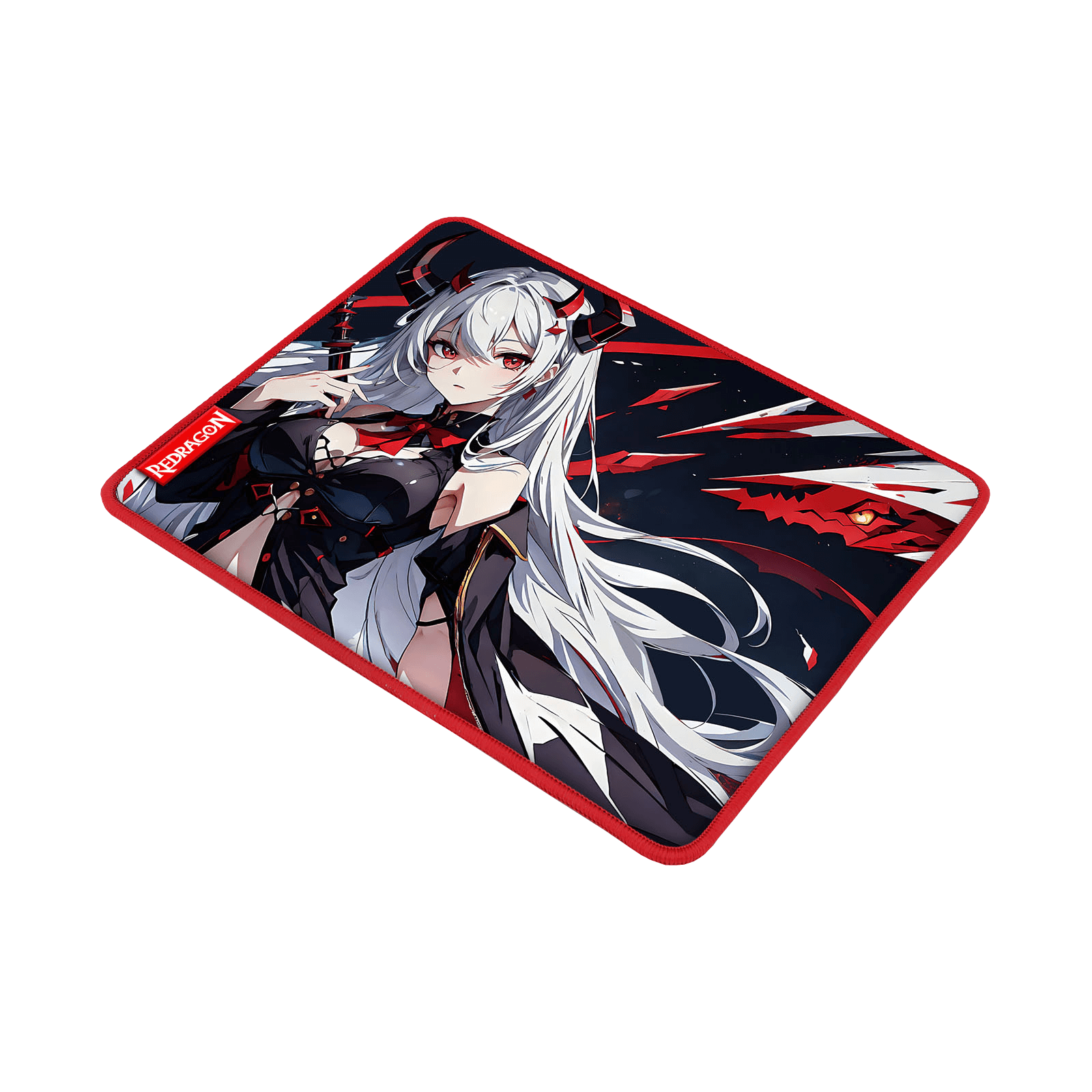 Redragon EISA P047 Anime Black Gaming Mouse Pad - Smooth Lycra Surface, Anti-Slip Rubber Base, Spill-Resistant, Durable 3mm Thick Design, Available in Small (13x10 in) & Large (35x16 in), Computer Mouse Mat, Extended Desk Pad,  Perfect for Gaming & Work, Pairs with EISA K1NG M916 PRO Mouse