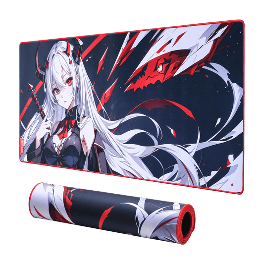 Redragon EISA P047 Anime Black Gaming Mouse Pad - Smooth Lycra Surface, Anti-Slip Rubber Base, Spill-Resistant, Durable 3mm Thick Design, Available in Small (13x10 in) & Large (35x16 in), Computer Mouse Mat, Extended Desk Pad,  Perfect for Gaming & Work, Pairs with EISA K1NG M916 PRO Mouse