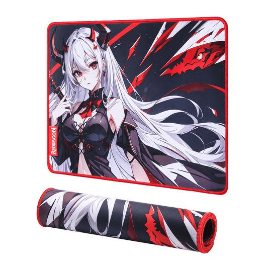 Redragon EISA P047 Anime Black Gaming Mouse Pad - Smooth Lycra Surface, Anti-Slip Rubber Base, Spill-Resistant, Durable 3mm Thick Design, Available in Small (13x10 in) & Large (35x16 in), Computer Mouse Mat, Extended Desk Pad,  Perfect for Gaming & Work, Pairs with EISA K1NG M916 PRO Mouse