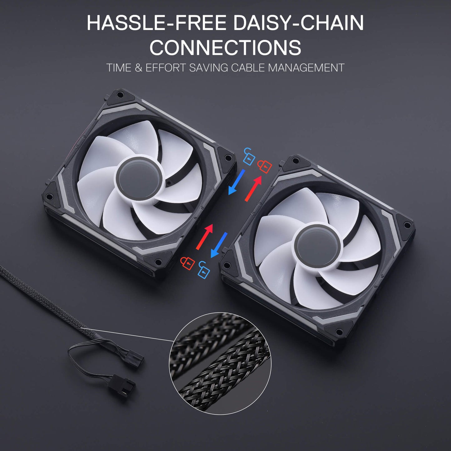 Redragon GCF012 Reverse 120mm PC Case Fan, Daisy-Chain Connection, 5V 3Pin ARGB Lighting, 4 Pin PWM Case Fan, for Radiator/Computer Case Cooling, 120x120x25mm, 3 Pack, Black