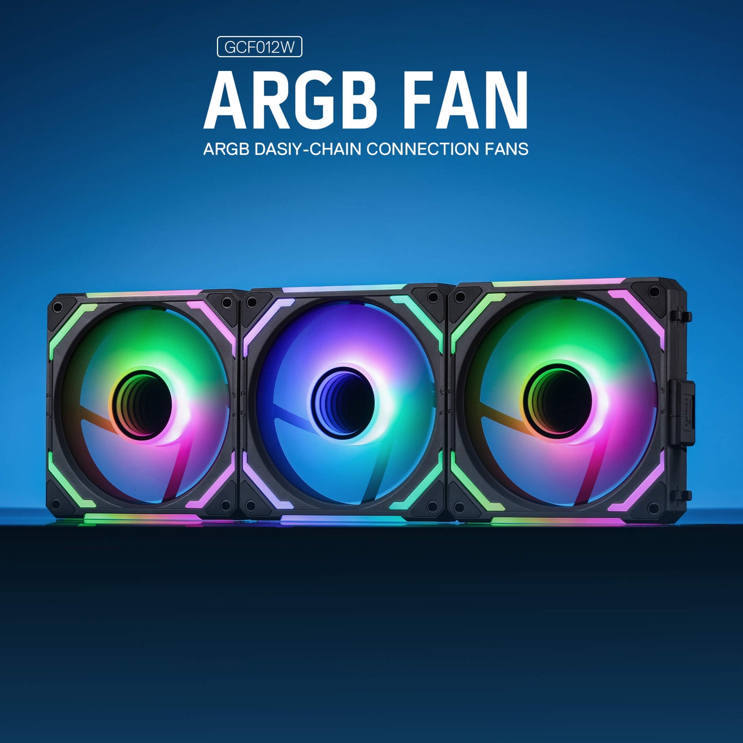 Redragon GCF012 Reverse 120mm PC Case Fan, Daisy-Chain Connection, 5V 3Pin ARGB Lighting, 4 Pin PWM Case Fan, for Radiator/Computer Case Cooling, 120x120x25mm, 3 Pack, Black