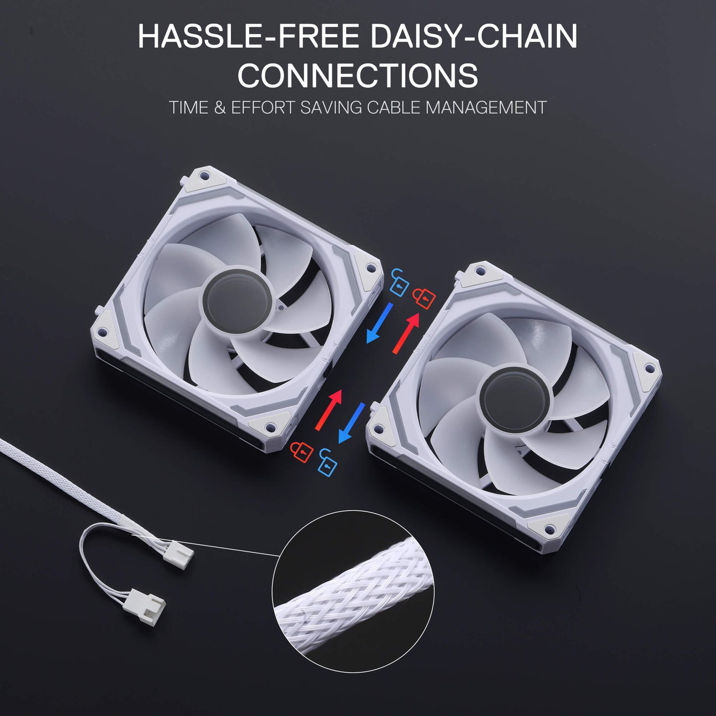 Redragon GCF012 Reverse 120mm PC Case Fan, Daisy-Chain Connection, 5V 3Pin ARGB Lighting, 4 Pin PWM Case Fan, for Radiator/Computer Case Cooling, 120x120x25mm, 3 Pack, Black