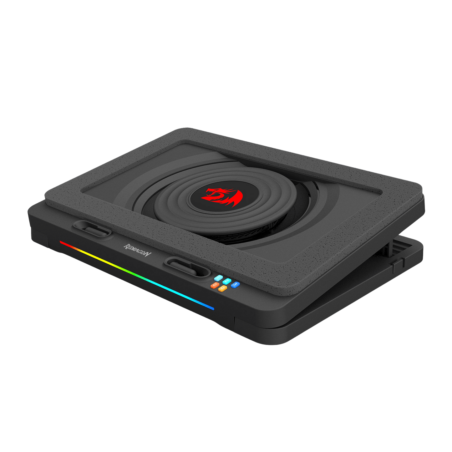 Redragon GCP512 Laptop Cooling Pad with 5.9" Fan, Rapid Cooling for 15-17 Inch Laptops, Variable Speed Control, 4 Adjustable Heights, RGB Quiet Cooling Pad with Phone Stand