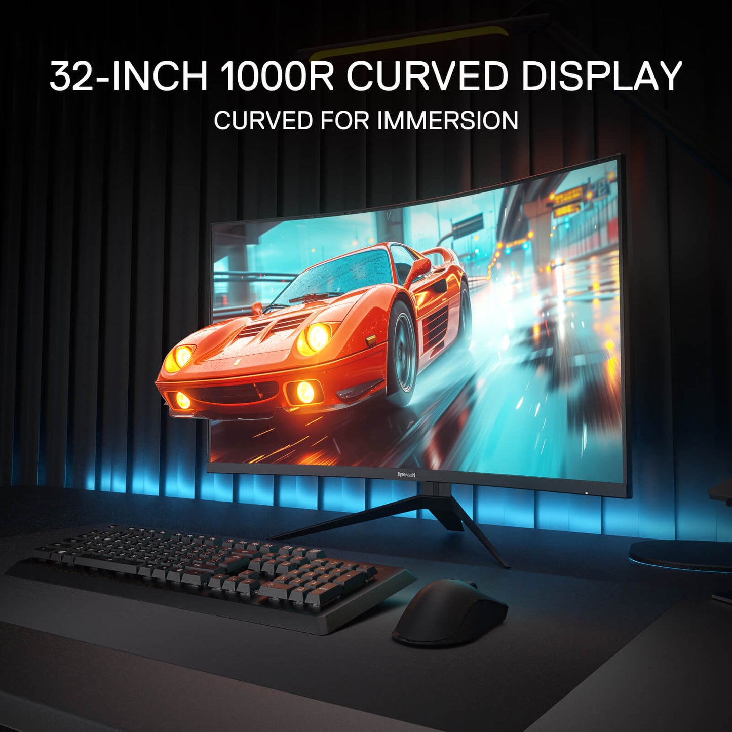 Redragon GM32 32" Curve Gaming Monitor - QHD 2560x1440, 180Hz, 1.76ms, Support FreeSync & G-Sync, 1000R Curvature, Tilt Adjustable, DisplayPort HDMI, VESA Wall Mount, Fast VA Computer Monitor
