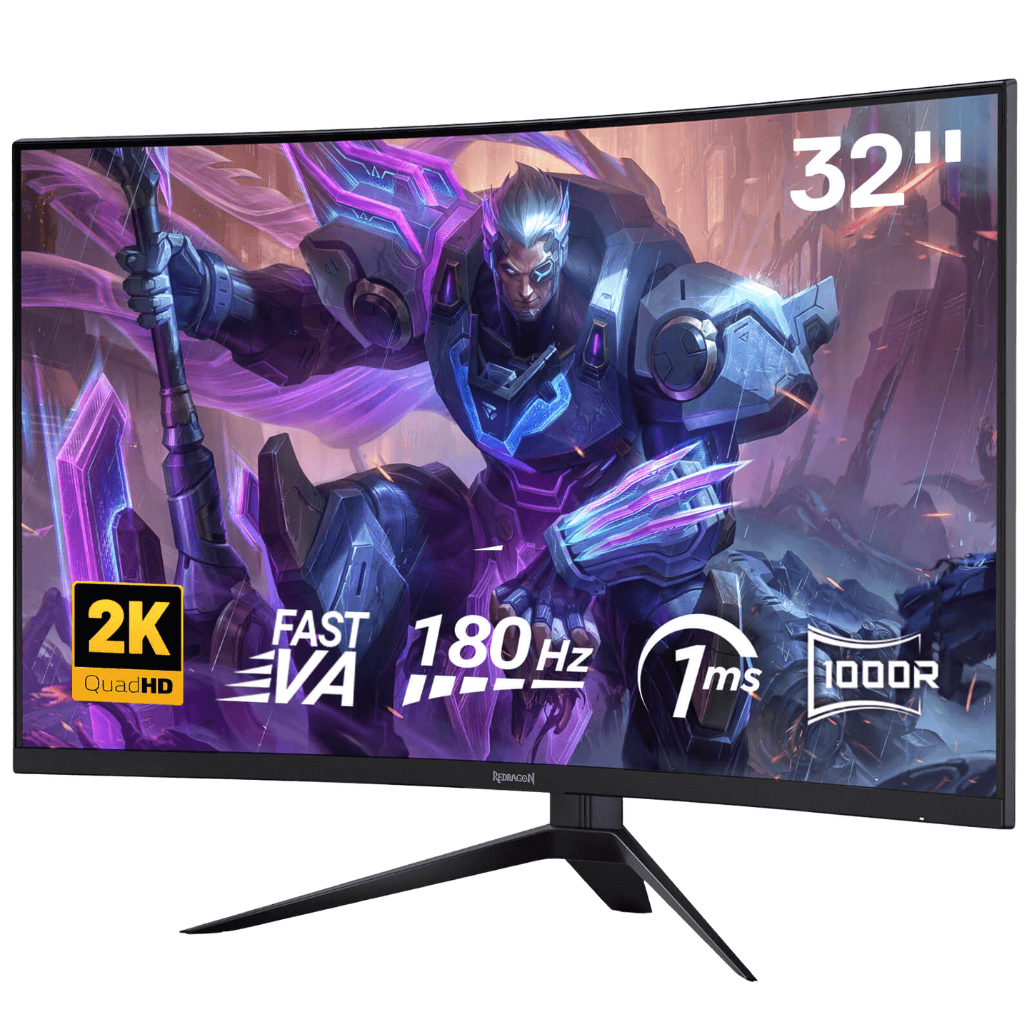 Redragon GM32 32" Curve Gaming Monitor - QHD 2560x1440, 180Hz, 1.76ms, Support FreeSync & G-Sync, 1000R Curvature, Tilt Adjustable, DisplayPort HDMI, VESA Wall Mount, Fast VA Computer Monitor