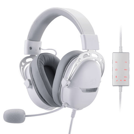 Redragon H376 Aurora Wired Gaming Headset, Virtual 7.1 Surround Sound, 40mm Drivers, in-line Control with EQ Mode, Over-Ear Headphones white color Works for PC/PS5/NS | show