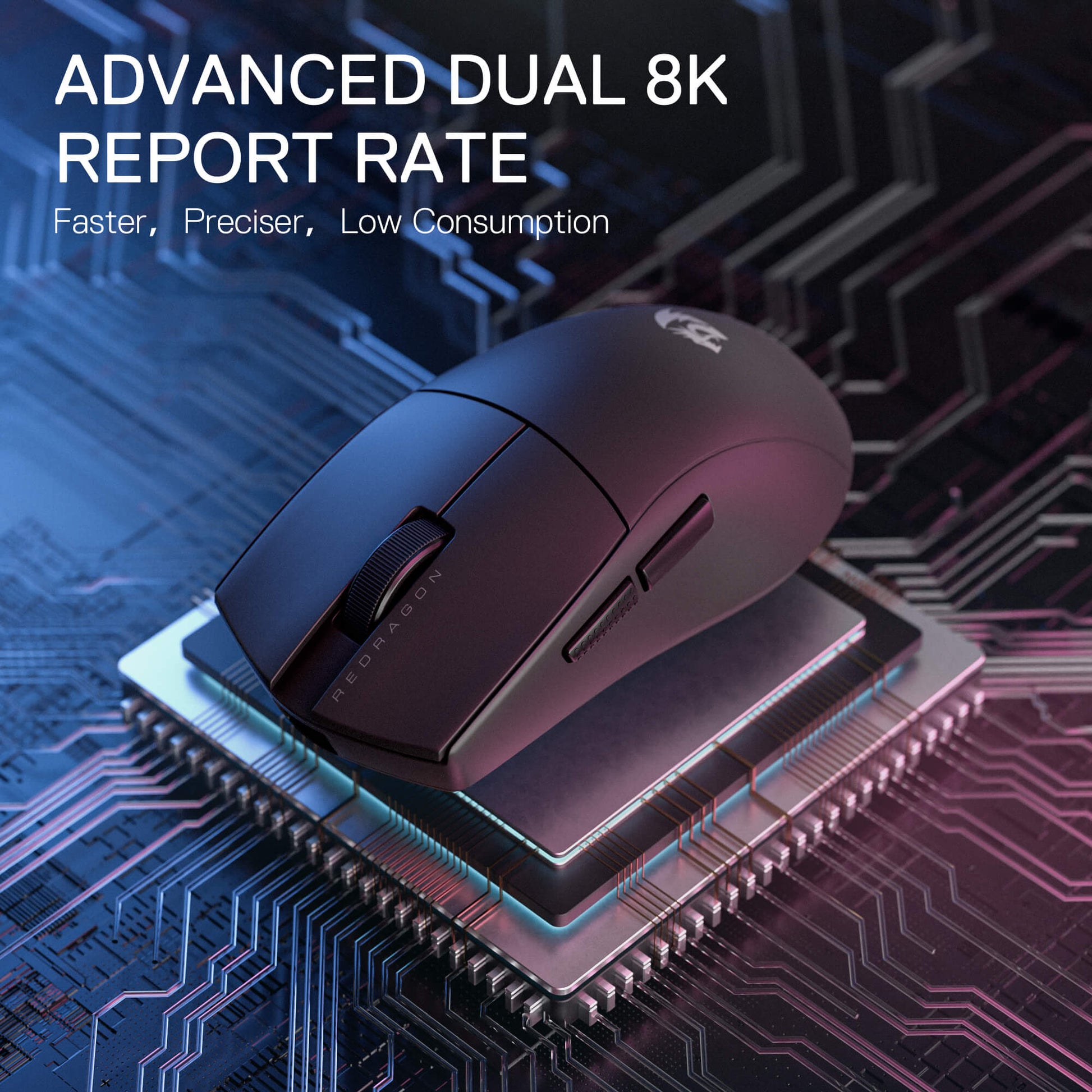 Redragon M916 ULT Wireless 8K Polling Rate Gaming Mouse, 49G Ultra-Light 30,000 Max DPI Gaming Mice w/Ergonomic Natural Grip Build, Full Programmable Buttons, Software Supports DIY Keybinds & DPI