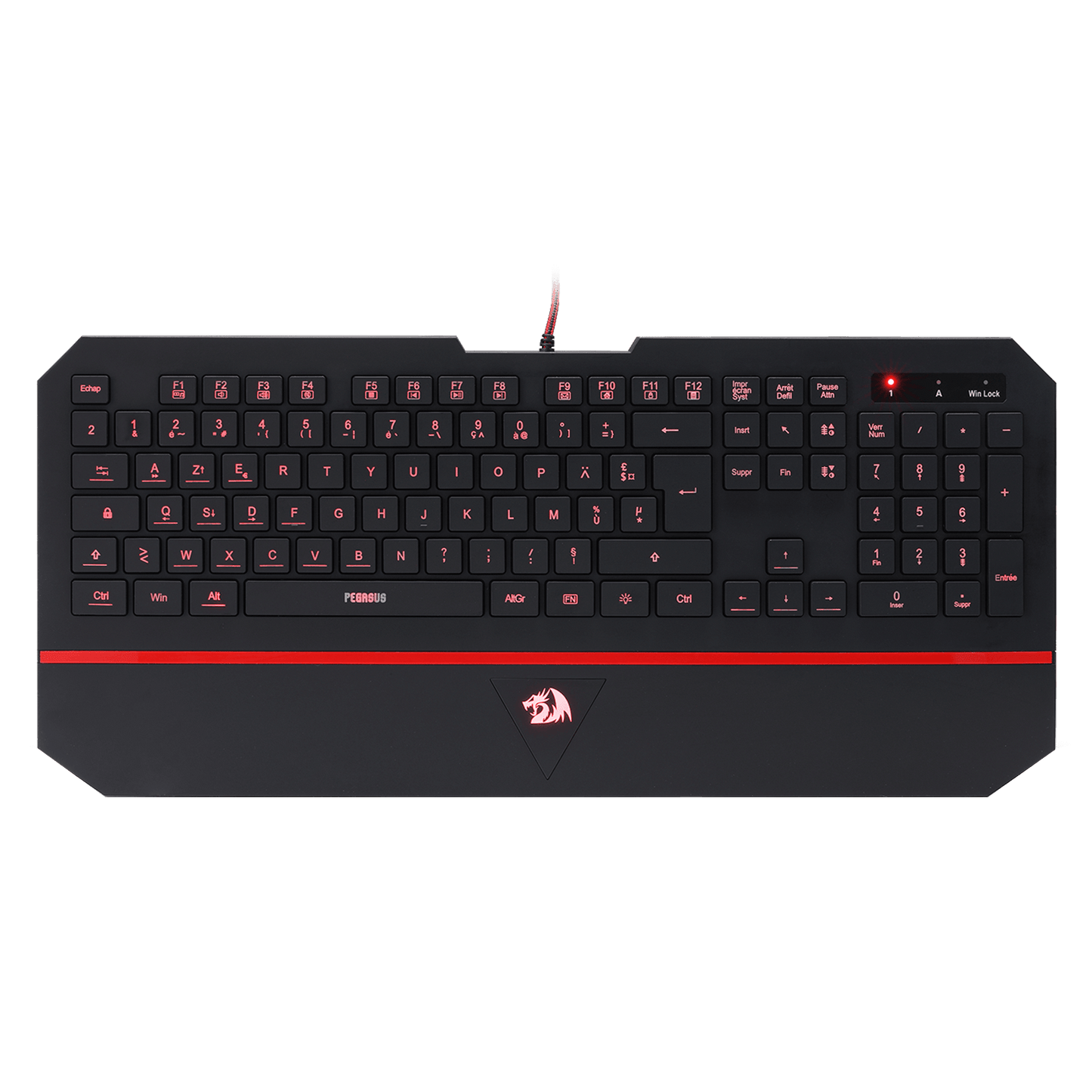 Redragon K502 Clavier De Jeu À Membrane Filiaire、avec Repose-Poignet、Touches Multimédia、Mince、Durable、Silencieux、Ergonomique、AZERTY FR、Parfait pour Ordinateur、Idéal pour Les Players、Noir