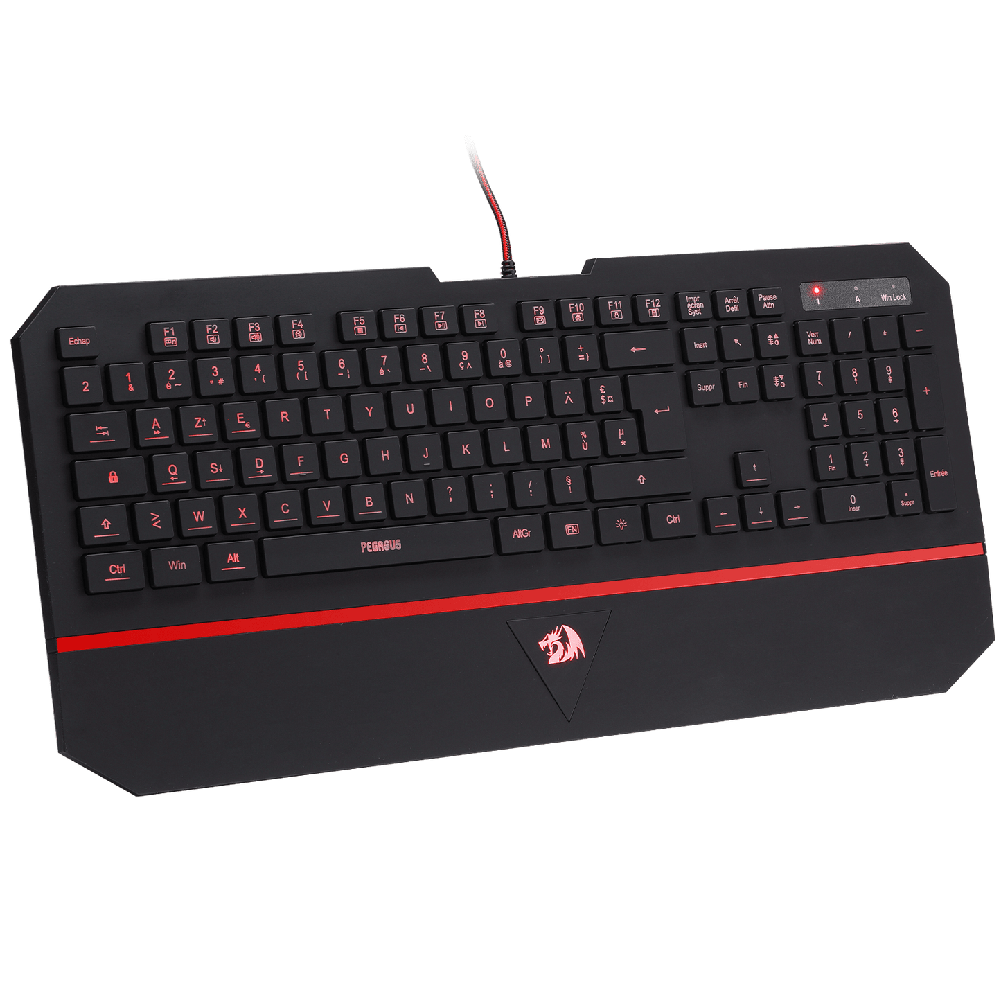Redragon K502 Clavier De Jeu À Membrane Filiaire、avec Repose-Poignet、Touches Multimédia、Mince、Durable、Silencieux、Ergonomique、AZERTY FR、Parfait pour Ordinateur、Idéal pour Les Players、Noir