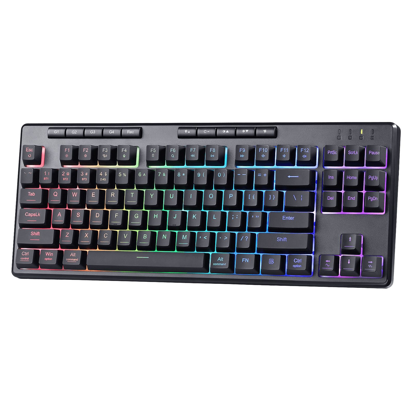 Redragon K516 PRO Shiva TKL RGB Wireless Membrane Gaming Keyboard, 87 Keys Mechanical-Feel Keyboard w/Smooth Linear Switch, On-Board Macro & Multimedia Keys, 16.8M RGB Backlit, Software Supported