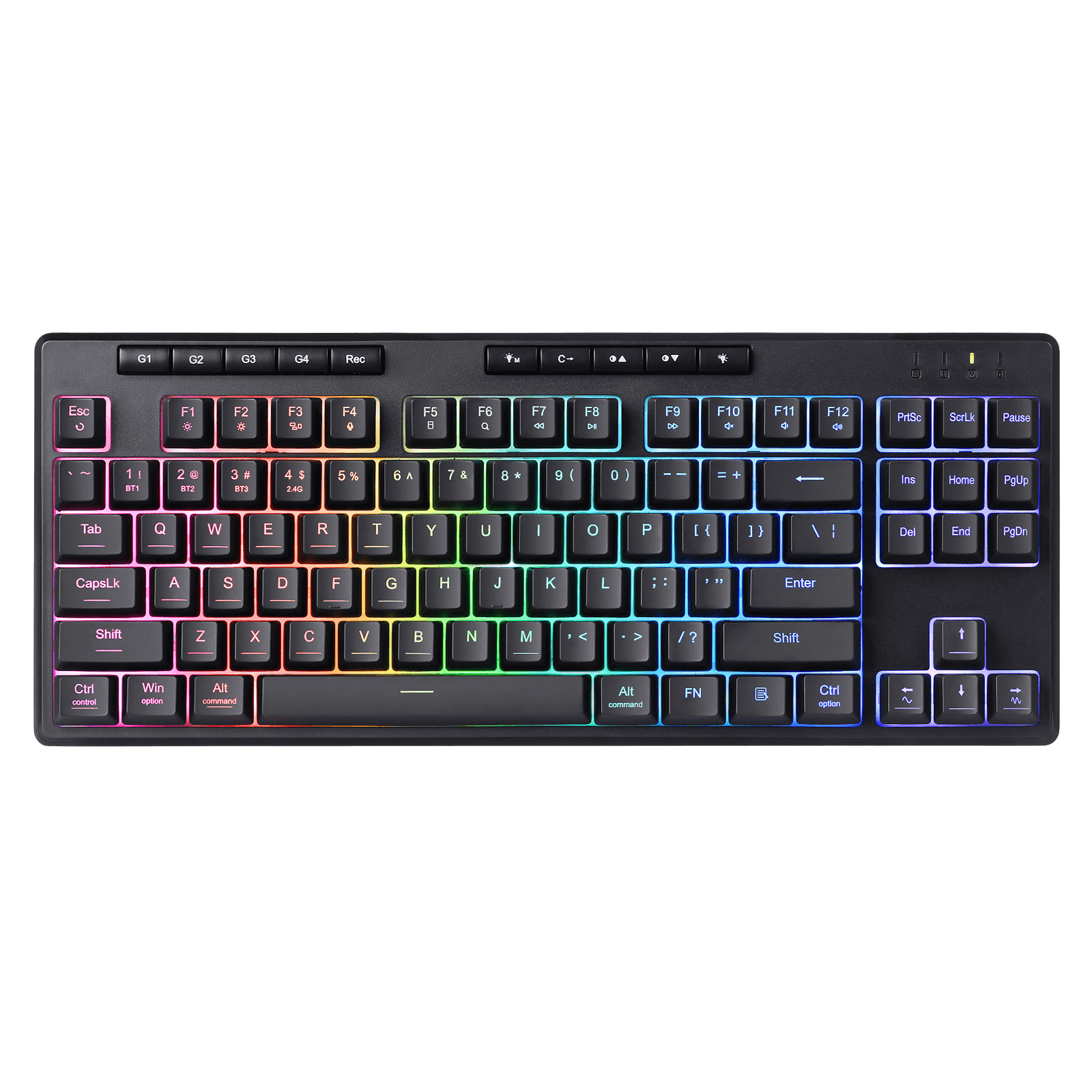 Redragon K516 PRO Shiva TKL RGB Wireless Membrane Gaming Keyboard, 87 Keys Mechanical-Feel Keyboard w/Smooth Linear Switch, On-Board Macro & Multimedia Keys, 16.8M RGB Backlit, Software Supported