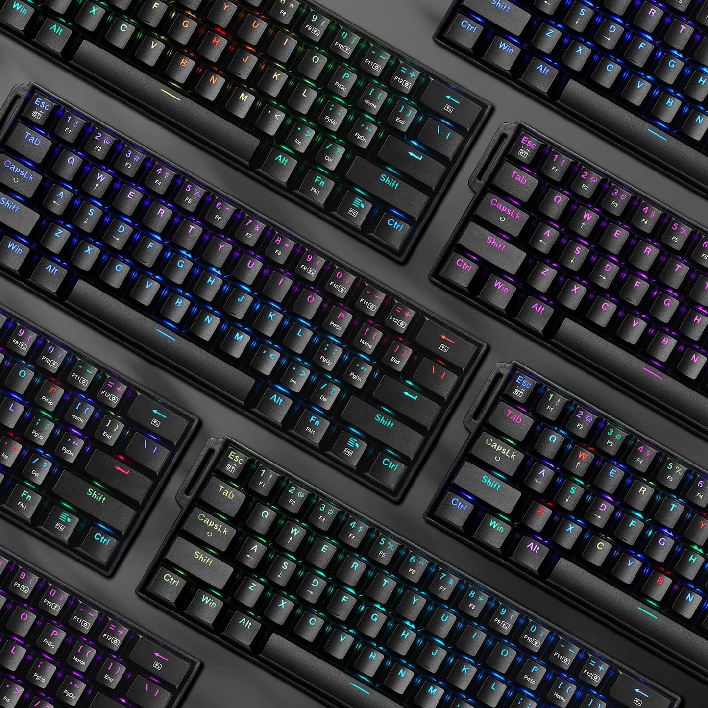 Redragon K530 Pro 60% 3-Mode Wireless RGB Mechanical Keyboard, 61 Keys Hot-Swappable Compact Gaming Keyboard w/Portable Strap, Hot-Swap Socket, 2-Layer Foam & Custom Dragon Chant Linear Switch