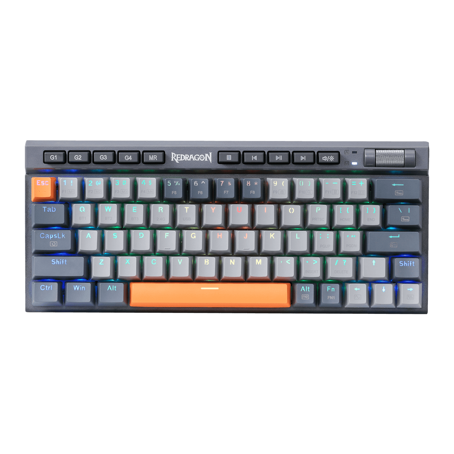 Redragon K634 65% RGB Wireless Gaming Keyboard, BT/2.4Ghz/Wired Tri-Mode, 63 Keys Hot-Swap Mechanical Keyboard w/Aluminum Cover Board, Dedicated Macro + Arrow Keys, Media Control & Linear Red Switch