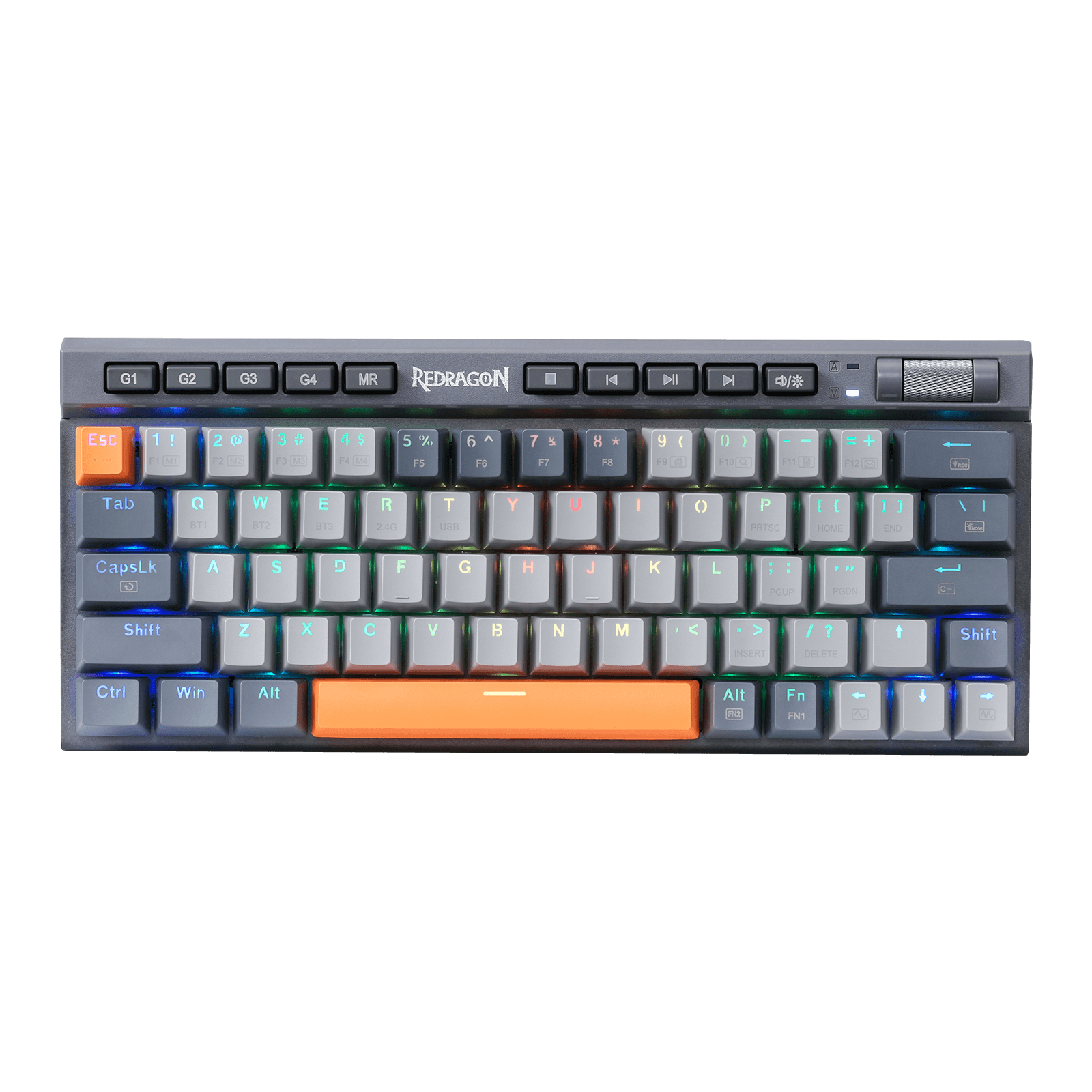 Redragon K634 65% RGB Wireless Gaming Keyboard, BT/2.4Ghz/Wired Tri-Mode, 63 Keys Hot-Swap Mechanical Keyboard w/Aluminum Cover Board, Dedicated Macro + Arrow Keys, Media Control & Linear Red Switch