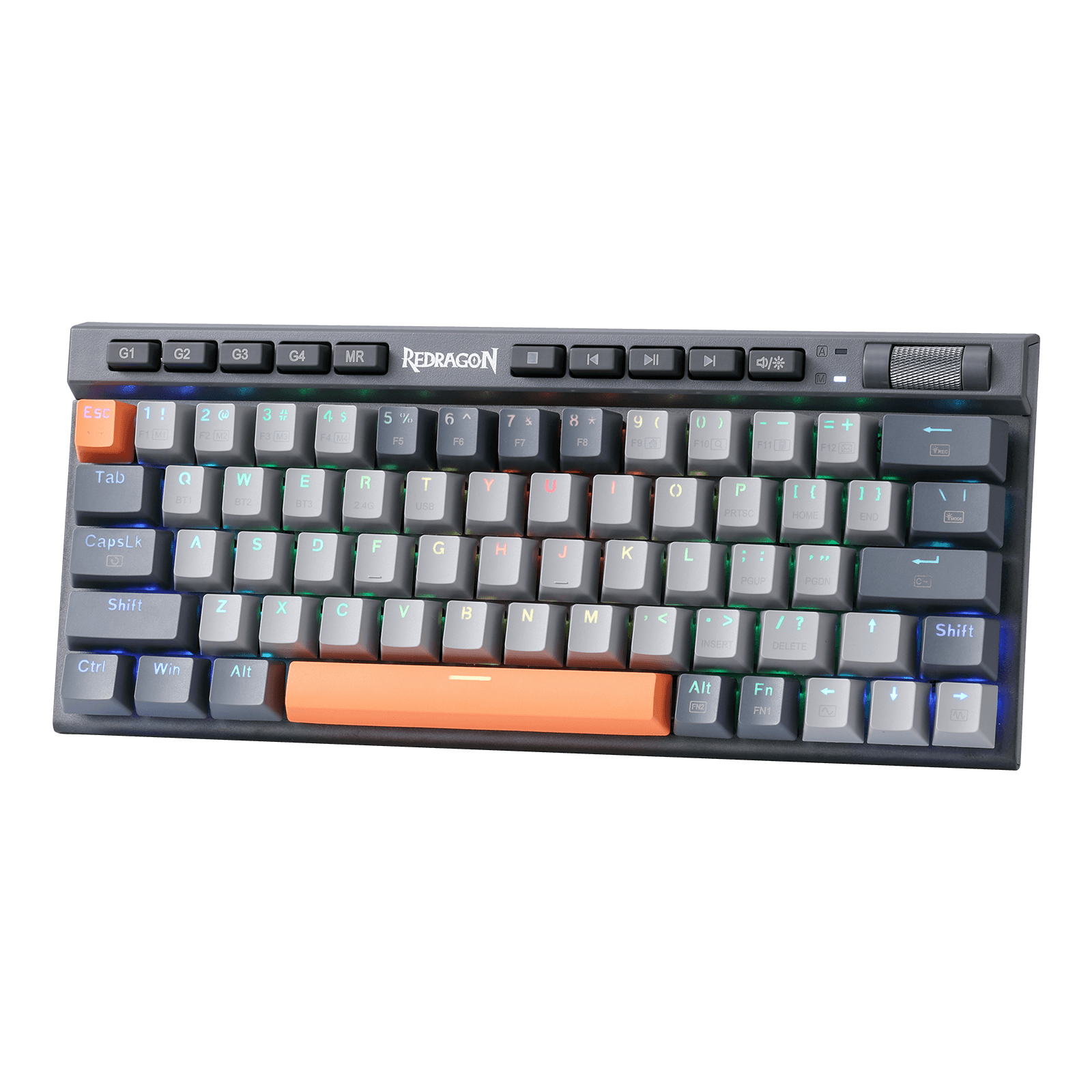 Redragon K634 65% RGB Wireless Gaming Keyboard, BT/2.4Ghz/Wired Tri-Mode, 63 Keys Hot-Swap Mechanical Keyboard w/Aluminum Cover Board, Dedicated Macro + Arrow Keys, Media Control & Linear Red Switch