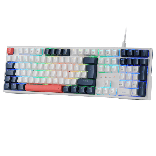 Redragon K668 QWERTZ-Layout Kabelgebundene Gaming-Tastatur, 105+4 Tasten Tastatur, Hot-Swap Sockel, Leise Roten Schaltern, Mischfarben-Tastenkappen, RGB-Hintergrundbeleuchtung, Multimedia-Shortcuts