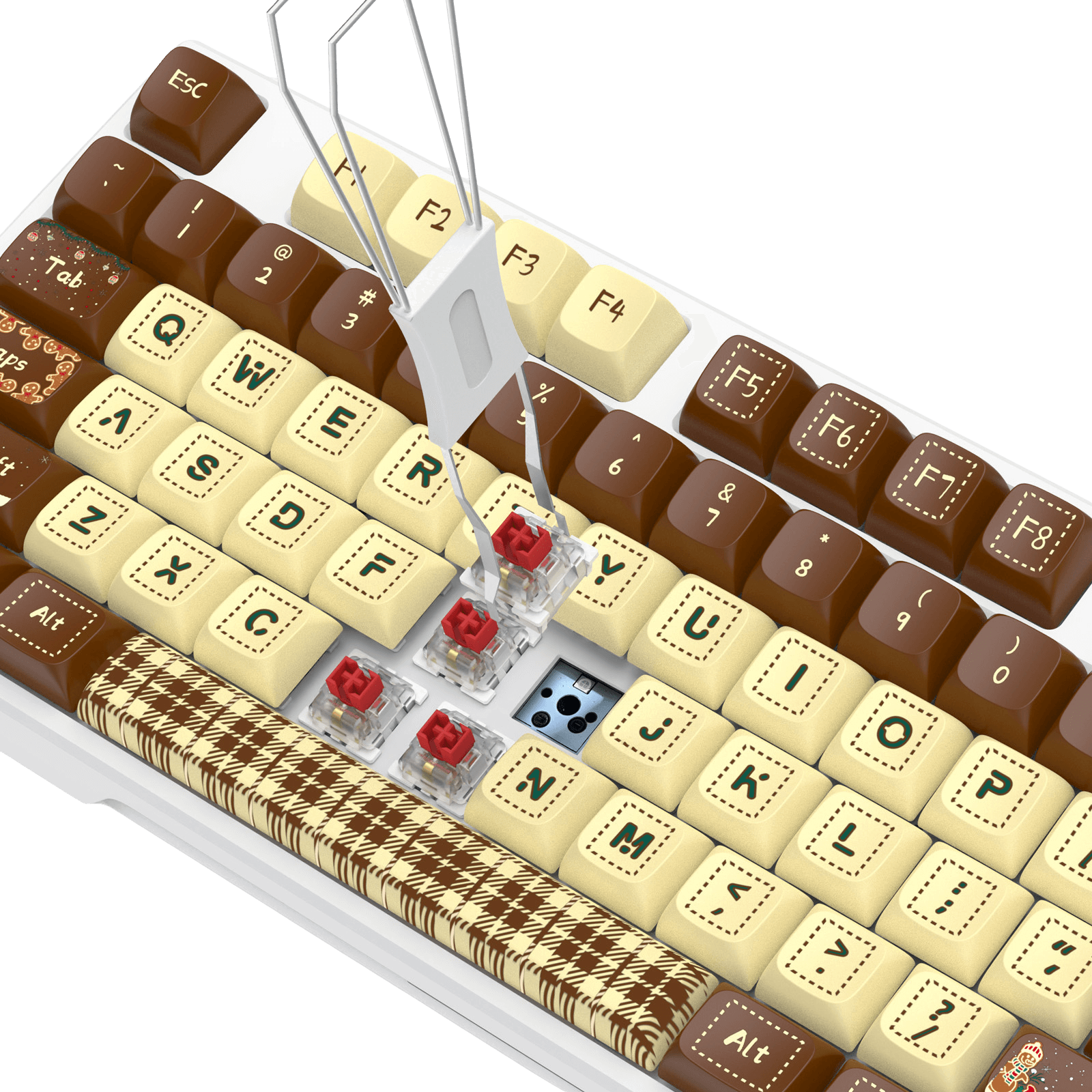 Redragon K668 Xmas Wired Gasket RGB Gaming Keyboard, 108 Keys Mechanical Keyboard w/Extra 4 Hotkeys, Upgraded Hot-swappable Socket, Sound Absorbing Foam, Christmas Gingerbread Man Themed Cute Keycaps