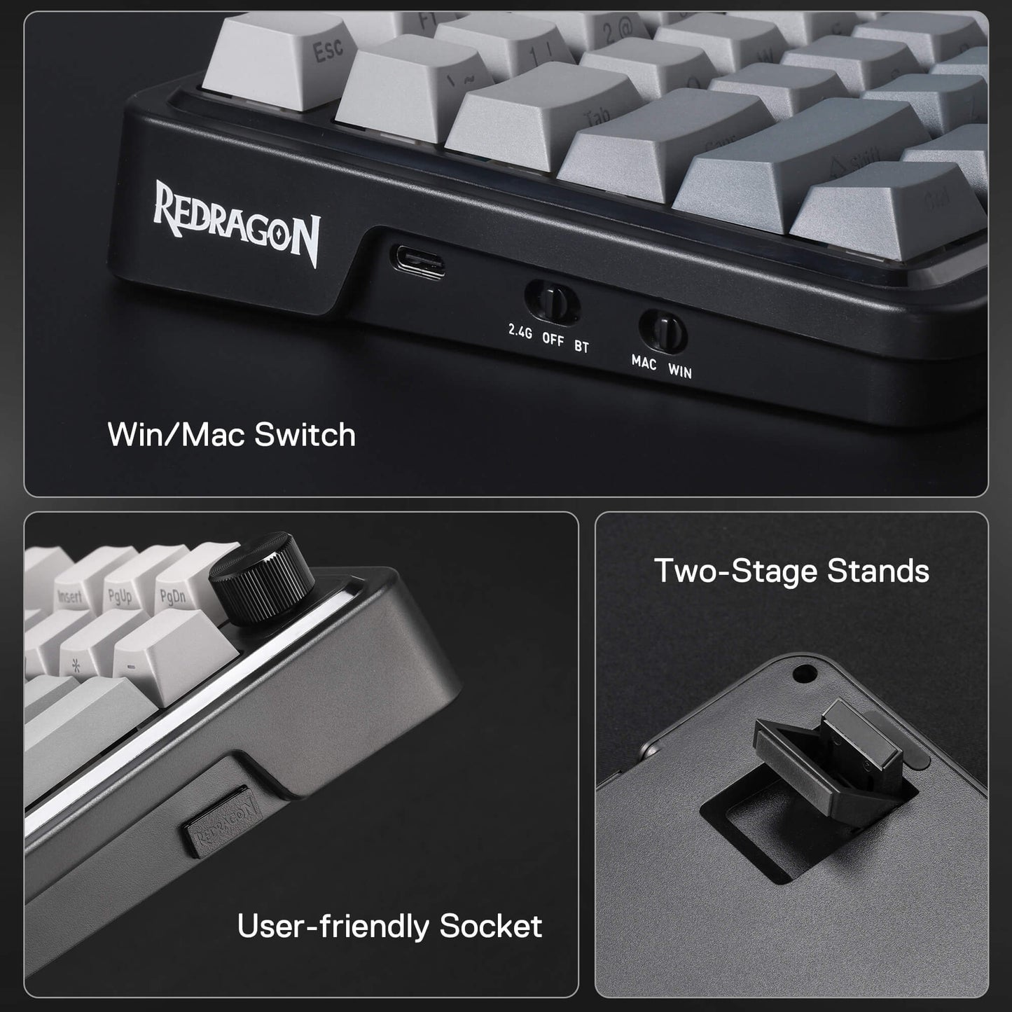 Redragon K686 PRO 98 Keys Wireless Gasket RGB Gaming Keyboard, 3-Mode PBT Mechanical Keyboard w/Hot-Swap South-Facing RGB Socket, Dedicated Knob Control & 5-Layer Noise Dampening, Gradient PBT Keycaps