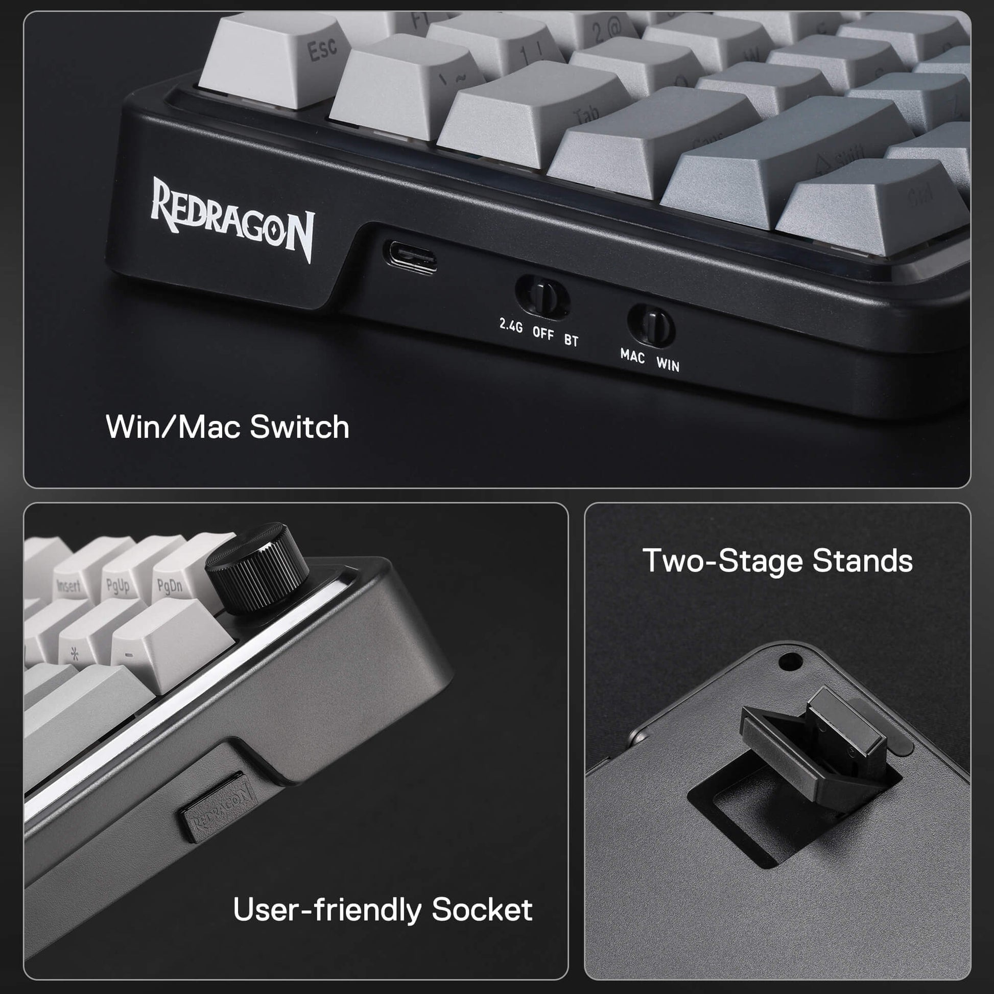 Redragon K686 PRO 98 Keys Wireless Gasket RGB Gaming Keyboard, 3-Mode PBT Mechanical Keyboard w/Hot-Swap South-Facing RGB Socket, Dedicated Knob Control & 5-Layer Noise Dampening, Gradient PBT Keycaps