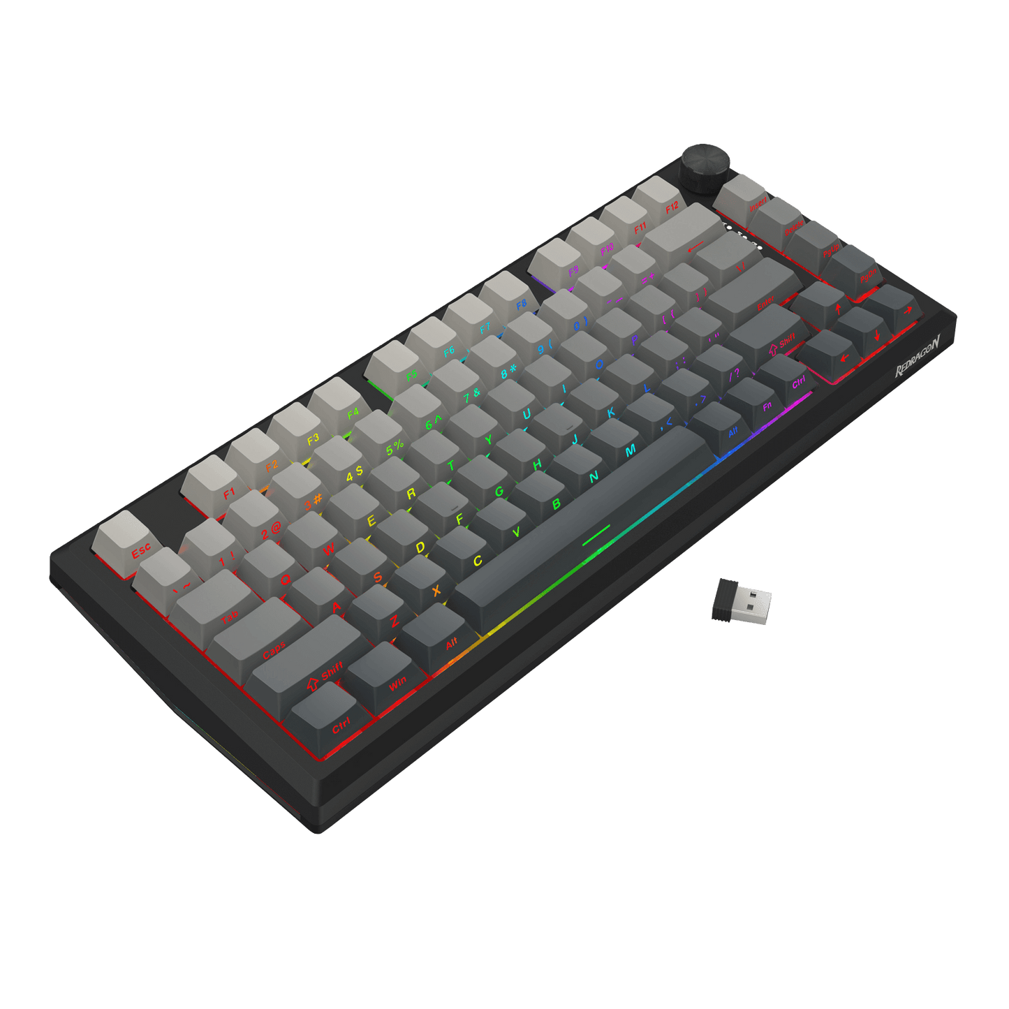 Redragon K687 Wireless CNC Gasket Gaming Keyboard, 81 Keys Mechanical Keyboard w/Premium CNC Aluminum Board, Easy-Control Knob, 5-Layer Noise Dampening, Custom Linear Switch, PBT Gradient Keycaps