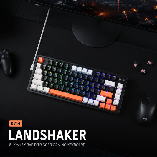 Redragon K714 Rapid Trigger HE Gaming Keyboard, 75% 81 Keys Wired Mechanical Keyboard w/Hyper-Fast Actuation Magnetic Switch, Actuation Point Adjustable, 8K Hz Polling Rate, Dedicated Control Knob
