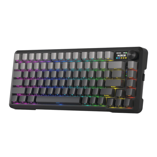 Redragon K724 PRO Wireless Gasket Gaming Keyboard w/Hype Screen & Knob, 81-Key Mechanical Keyboard, Easy-Control 1.14’’ TFT Info Display, 5-Layer Noise Dampening, Custom Linear Switch, Black | Show