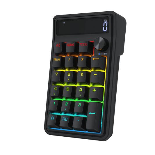 Redragon K733 PRO Wireless Gasket RGB Number Pad, 22 Keys Mechanical Numpad w/PC & Calculate Modes, 10 Digits Calculator Display, Knob Control, 5-Layer Noise Dampening, Creamy Custom Linear Switch